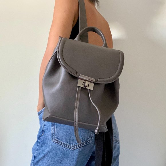 Topshop Faux Leather Clasp Backpack - Picture 1 of 8